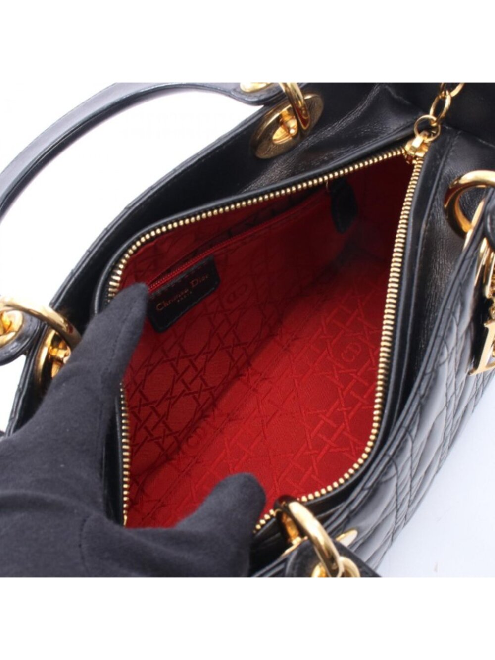 ★SOLD★ Dior Handbag Lady Dior Cannage Black Leather 2-Way Tote - Picture 3 of 6